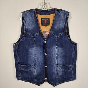 Concealed Carry Denim Vest Mens L Western Biker Snap Front Motorcycle Metagear